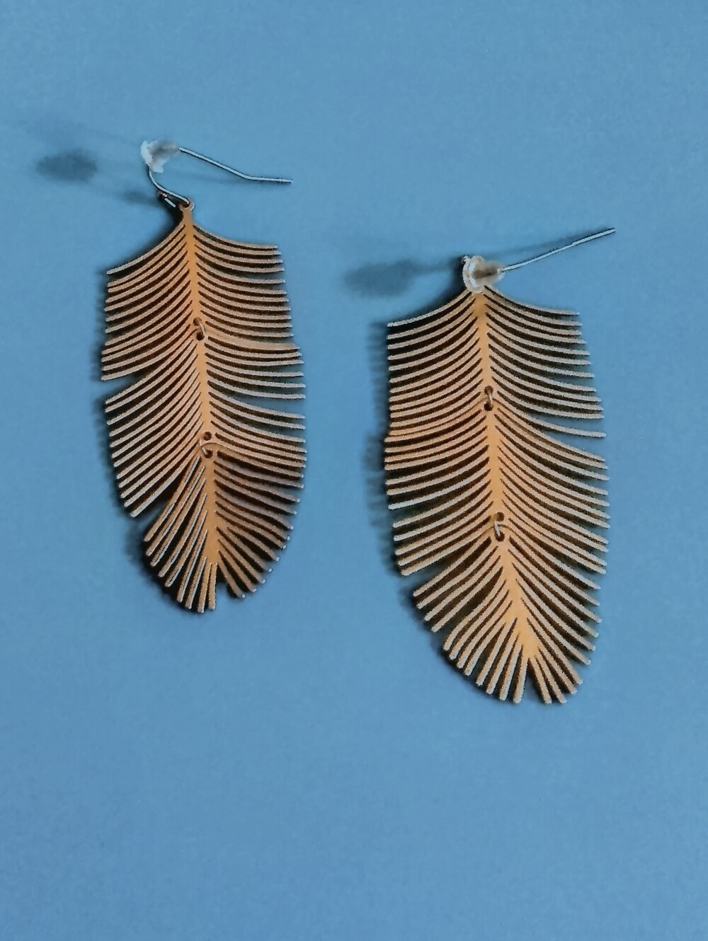 Feather Cutout Dangle Earrings
